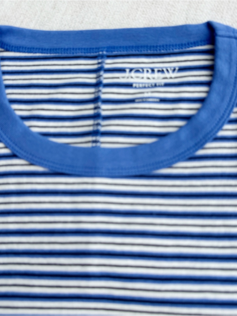 J Crew new women's perfect-fit crewneck T-shirt in stripe in blue white - Picture 5 of 9